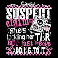 Suspect Claims She's Tackling Her TBR Design